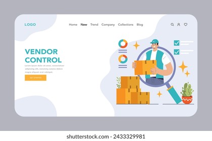 Vertical integration web or landing. Company's supply chain optimization and control. Business strategy from manufacturing to sales. Optimized production flow. Flat vector illustration