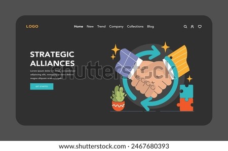 Vertical integration web or landing. Company's supply chain optimization and control. Business strategy from manufacturing to sales. Optimized production flow. Flat vector illustration