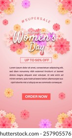 Vertical International womens day super sale suitable for banner, greeting card, flyer.