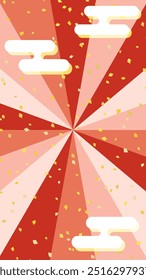 Vertical Japanese style pattern background frame and confetti
