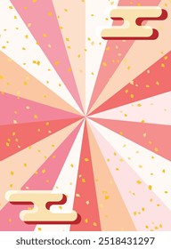 Quadro e confete de plano de fundo de padrão de estilo japonês vertical
