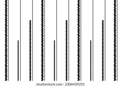 Vertical of jigsaw stripe pattern vector. Design zigzag lines black on white background. Design print for illustration, texture, wallpaper, background. Set 8