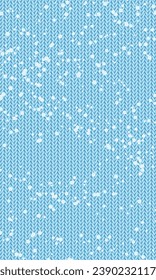 Vertical knitted background blue vector texture cozy snowy mood