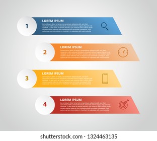 vertical label infographic with 4 step with icon for business process - vector