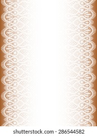 Vertical Lace Seamless Pattern. Beige Background.