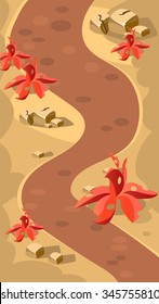 Vertical Landscape Illustration Background, Road across Desert