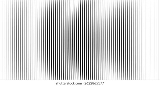 Vertical line pattern. From thin line to thick. Parallel straight lines monochrome pattern geometric texture. Black streak. Faded dynamic backdrop. Vector illustration