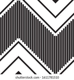 Vertical line of pattern vector. Design stripe with chevron style black on white background. Design print for illustration, texture, wallpaper, background. Set 8