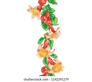 Vertical line seamless pattern with pomegranate in vector illustration for decorative elements