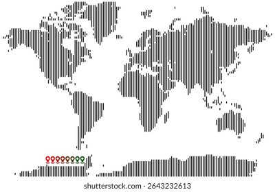 Vertical line shape world map ideal for data infographics