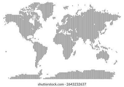 Vertical line shape world map with abstract earth layout