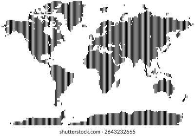 Vertical line shape world map concept with earth continents