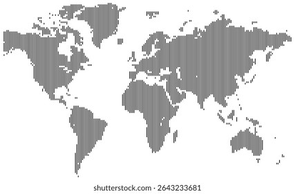 Vertical line shape world map perfect for modern layouts