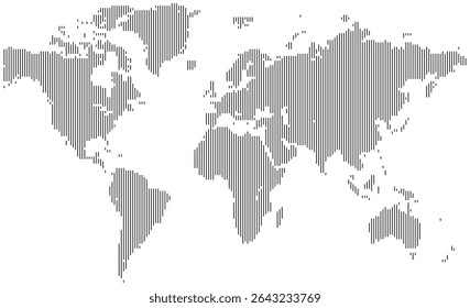 vertical line shape world map with vector design