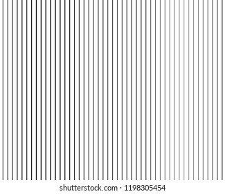 Vertical line variable thickness. Halftone pattern with digital gradient effect. Template for backgrounds and stylized halftone textures. Black vector elements on white background.