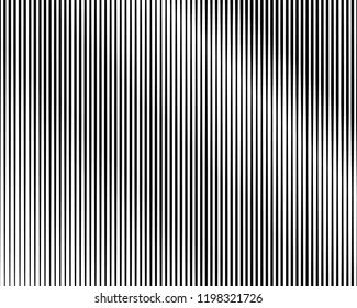 Vertical line variable thickness. Halftone pattern with digital gradient effect. Template for backgrounds and stylized halftone textures. Black vector elements on white background.