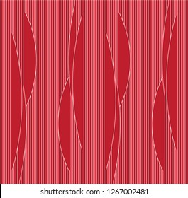 Vertical lines and arc pattern vector. Design stripe illusion white on red background. Design print for textile, fashion, wallpaper, background. Set 5