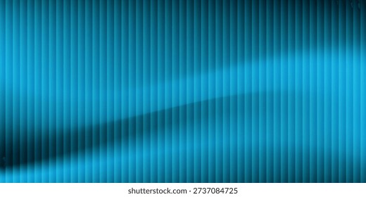 Vertical lines blue gradient abstract background with ribbed glass effect. Futuristic fractal glass background with soft wave, glow, and transparent layers. Modern technology concept