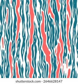 Verticale lignes bandes de corail et de sarcelle, rayures motif harmonieux, motif d'Image vectorielle sans soudure, conception et motif pour impression textile. Illustration vectorielle.