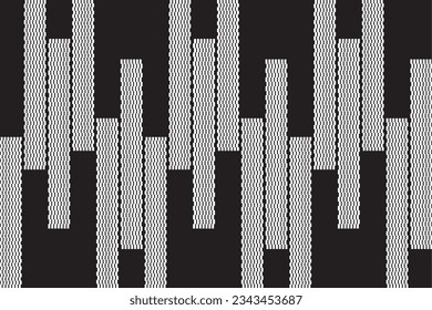 Vertical of lines dash pattern of vector. Design graphic white on black background. Design print for illustration, texture, textile, wallpaper, background, rug. Set 8