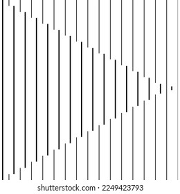 Vertical lines forming a triangle seamles pattern. Fashion graphic background design. Modern stylish abstract texture. Monochrome template for prints, textile, wrapping. Vector illustration