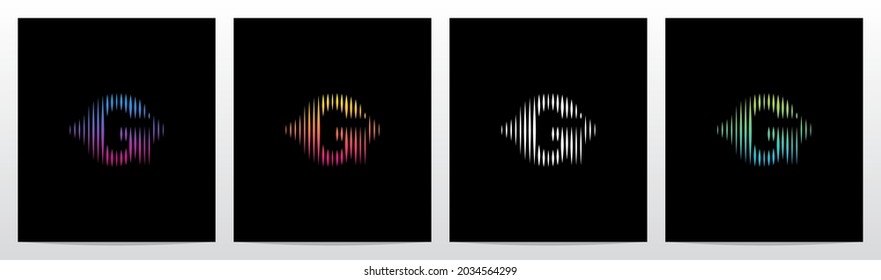 Vertical Lines Graphic Equalizer Letter Logo Design G