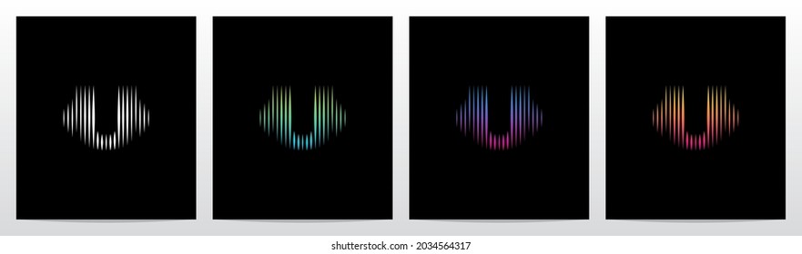 Design des Logos für den grafischen Equalizer-Brief von vertikalen Linien U
