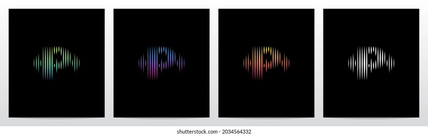 Vertical Lines Graphic Equalizer Letter Logo Design P