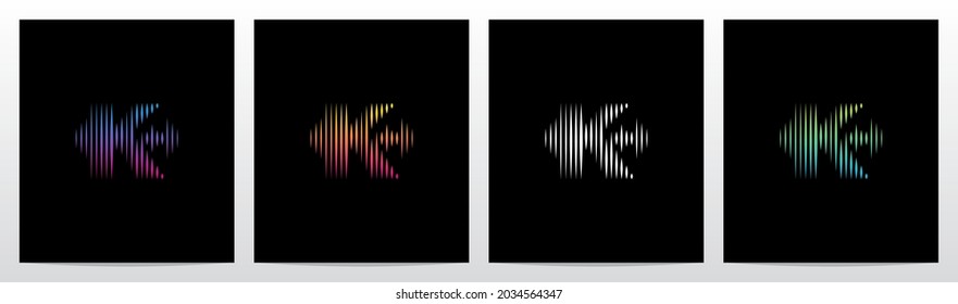 Vertical Lines Graphic Equalizer Letter Logo Design K