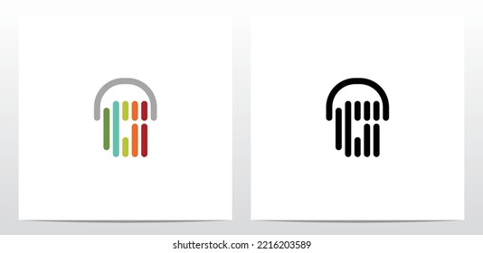 Vertical Lines Headphone Letter Logo Design G