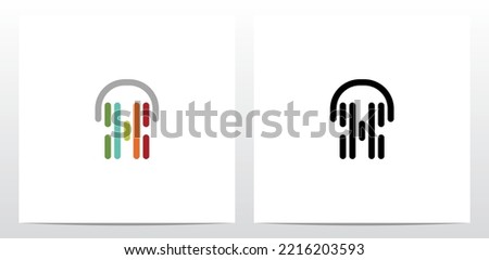 Vertical Lines Headphone Letter Logo Design X