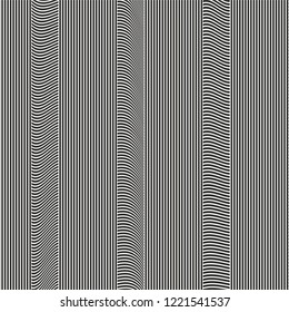 vertical lines with horizontal curved stripes vector monochrome black and white geometric background for web and print