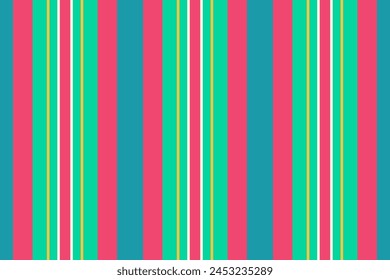 Vertical lines textile of background seamless pattern with a texture fabric stripe vector in teal and red colors.