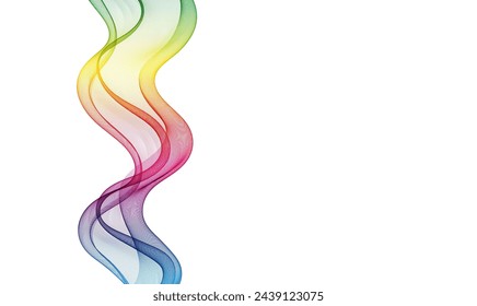 Líneas verticales de onda de color transparente sobre fondo blanco, onda del arco iris, elemento de diseño