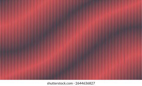 Vertical lines vector halftone pattern smooth curved structure red black abstract background. Retro styled linear half tone graphics backdrop perfect for technology-inspired design and visual effects