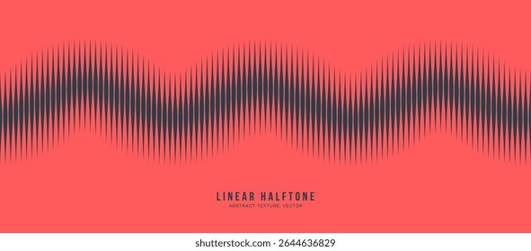 Vertical lines vector halftone pattern seamless wavy line border red black abstract background. Minimal graphic abstraction inspired by retro radio signal aesthetics and futuristic visual compositions