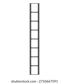 Vertical long vector Film strip icon isolated on a transparent background. Pattern of photo film strip frame, Video Film strip roll, Vector illustration	
