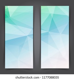 Vertical low poly web banner collection. Vector illustration