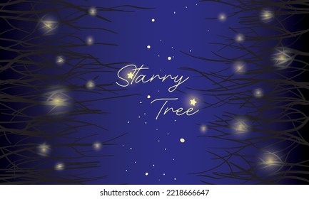 vertical lowing tree in the night horizontal background with star