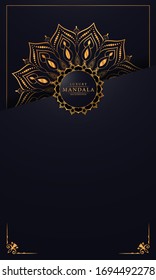 Lujo vertical de fondo islámico Mandala con
Patrón árabe dorado