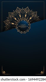 Lujo vertical de fondo islámico Mandala con
Patrón árabe dorado