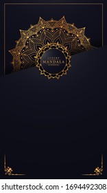 Vertical luxury Mandala Islamic Background with
Golden Arabesque Pattern