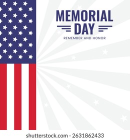 Vertical Memorial Day tribute featuring bold American flag and honor message
