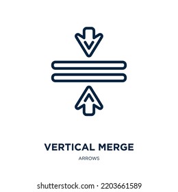 vertical merge icon from arrows collection. Thin linear vertical merge, arrows, merge outline icon isolated on white background. Line vector vertical merge sign, symbol for web and mobile