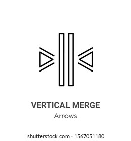 Vertical merge outline vector icon. Thin line black vertical merge icon, flat vector simple element illustration from editable arrows concept isolated on white background