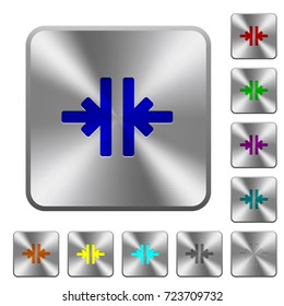 Vertical merge tool engraved icons on rounded square glossy steel buttons