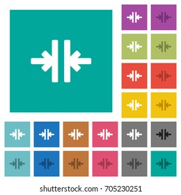 Vertical merge tool multi colored flat icons on plain square backgrounds. Included white and darker icon variations for hover or active effects.