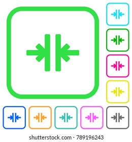 Vertical merge tool vivid colored flat icons in curved borders on white background
