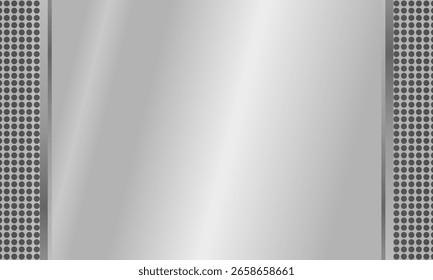 Fondo metálico de Vertical con panel central de acero reflectante y moderno patrón de puntos perforados en ambos lados.