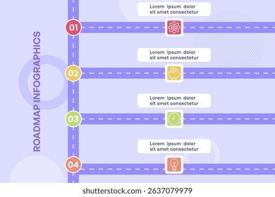 Vertical Milestone Roadmap Infographic with Linear Progression Vector Illustration